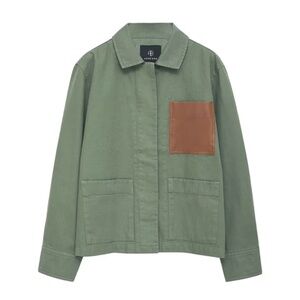 Olive Green Jacket with Brown Pocket